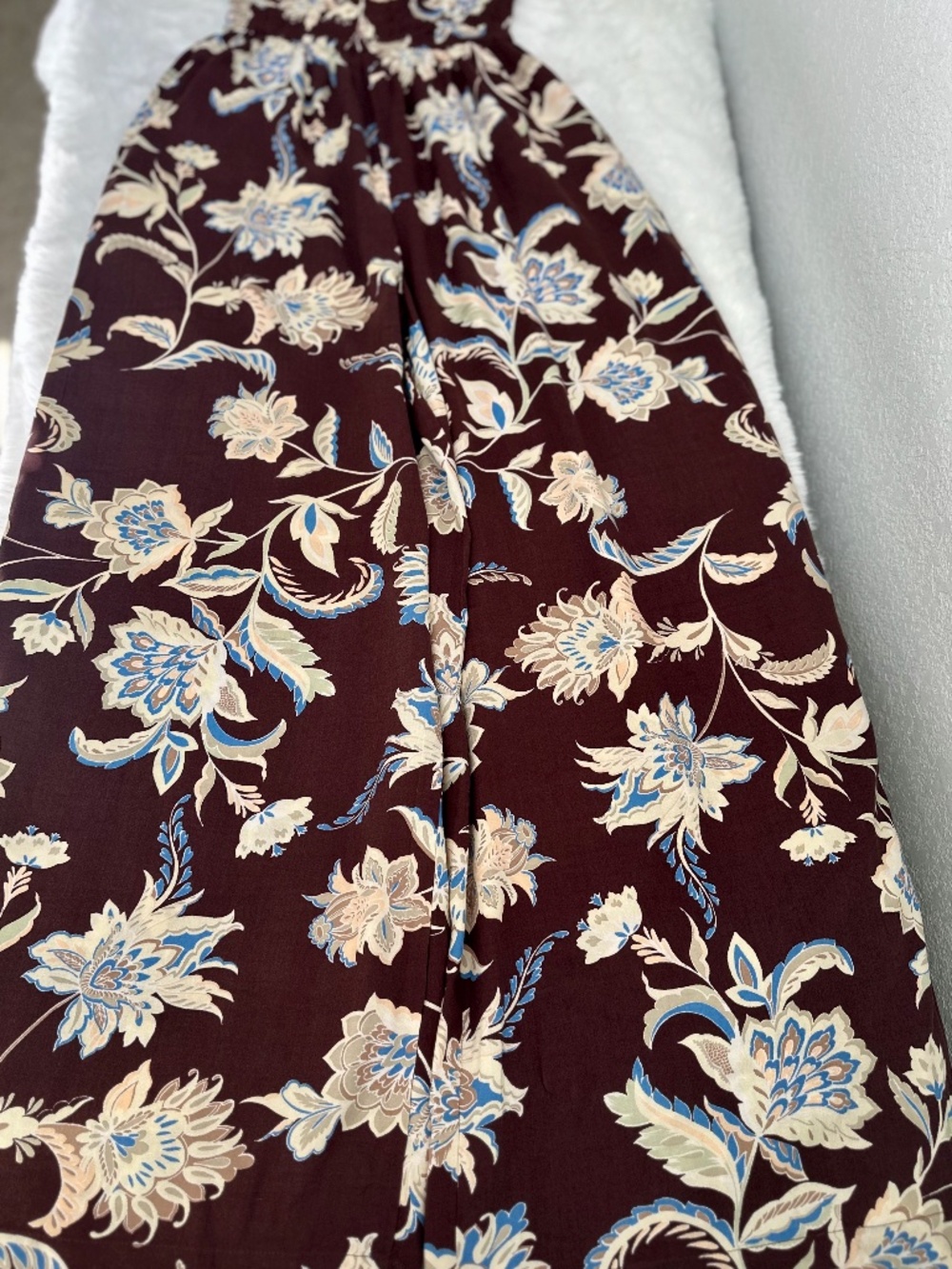 🤎 Patrons of Peace Floral Smocked Wide-Leg Jumpsuit – Dream Brown – Size Small - Picture 3 of 11
